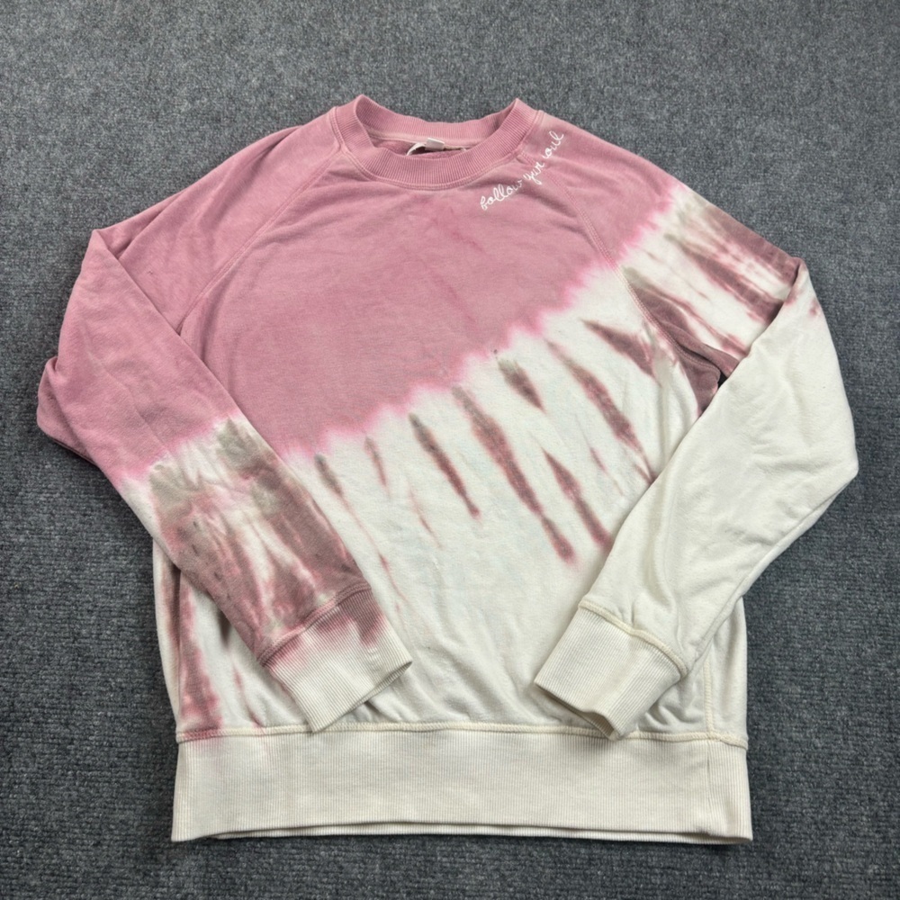 Spiritual Gangster Pink and Cream Tie-Dye Pullover Sweatshirt